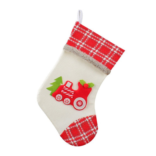 Christmas candy bag cute locomotive Christmas socks Christmas decorations gift bag