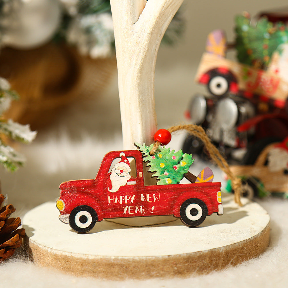 Christmas Supplies Creative Printing Car Elderly Pendant Christmas Tree Pendant Decoration Gift Accessories