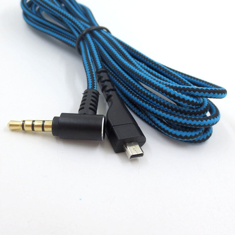 Suitable for Arctis 3 5 7 Sairui Ice Gaming Earphone Cable Blue Black Stripe Audio Cable