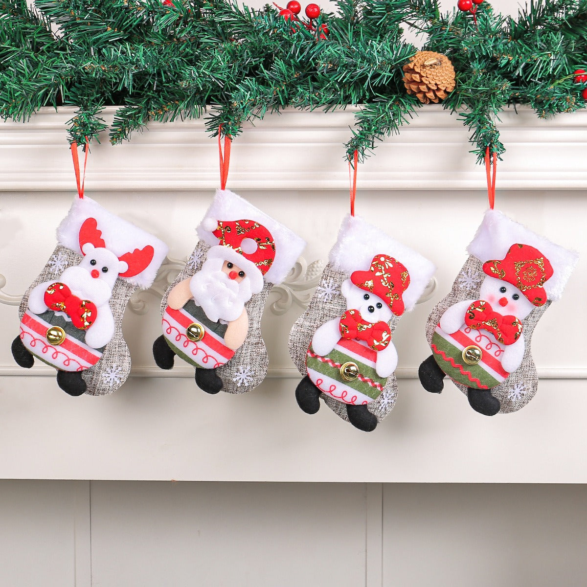 Christmas Doll Socks Cartoon Plush Christmas Socks Christmas Tree Pendant Santa Claus Snowman Candy Gift Bag