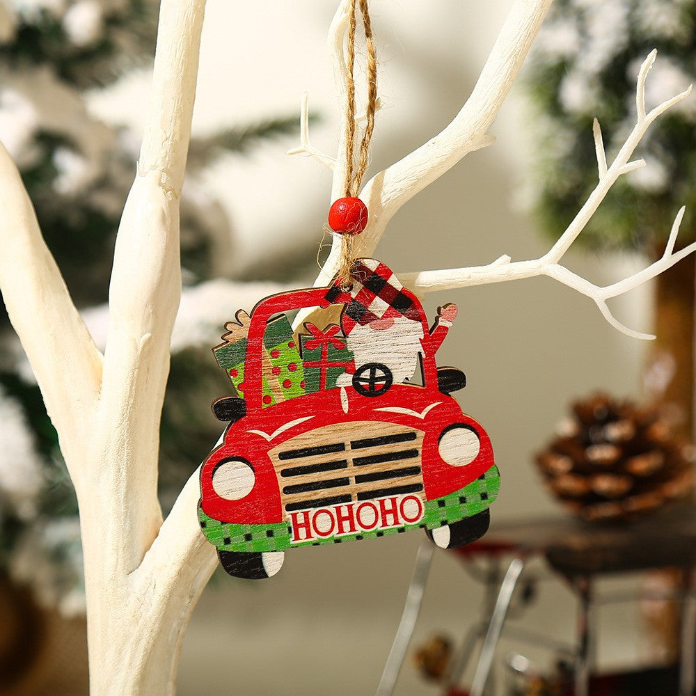 Christmas Supplies Creative Printing Car Elderly Pendant Christmas Tree Pendant Decoration Gift Accessories