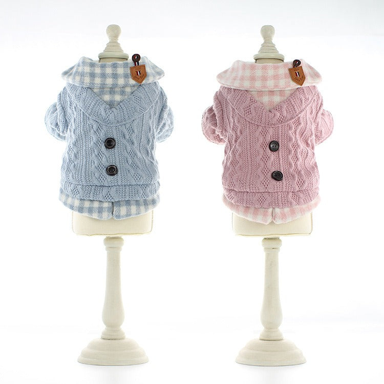 Dog clothes, pet clothes, winter lollipop dog clothes, cat clothes, compared to bear clothes, woolen plaid pet clothes