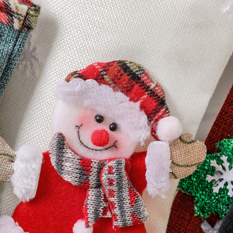 Large Christmas Stocking Fence Decoration Linen Gift Bag Holy Candy Gift Bag Christmas Tree Decoration