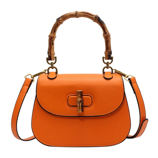 Handheld bamboo bag women's shoulder bag retro saddle bag