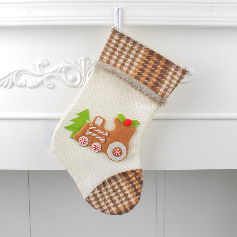 Christmas candy bag cute locomotive Christmas socks Christmas decorations gift bag