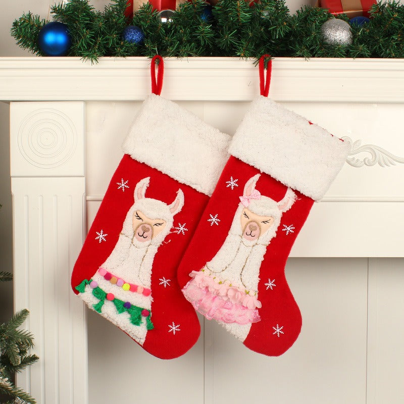 New Christmas Socks Cute Alpaca Candy Socks Christmas Decoration Children's Festival Gift Socks Gift Bags Festival Pendants