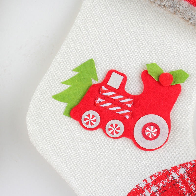 Christmas candy bag cute locomotive Christmas socks Christmas decorations gift bag