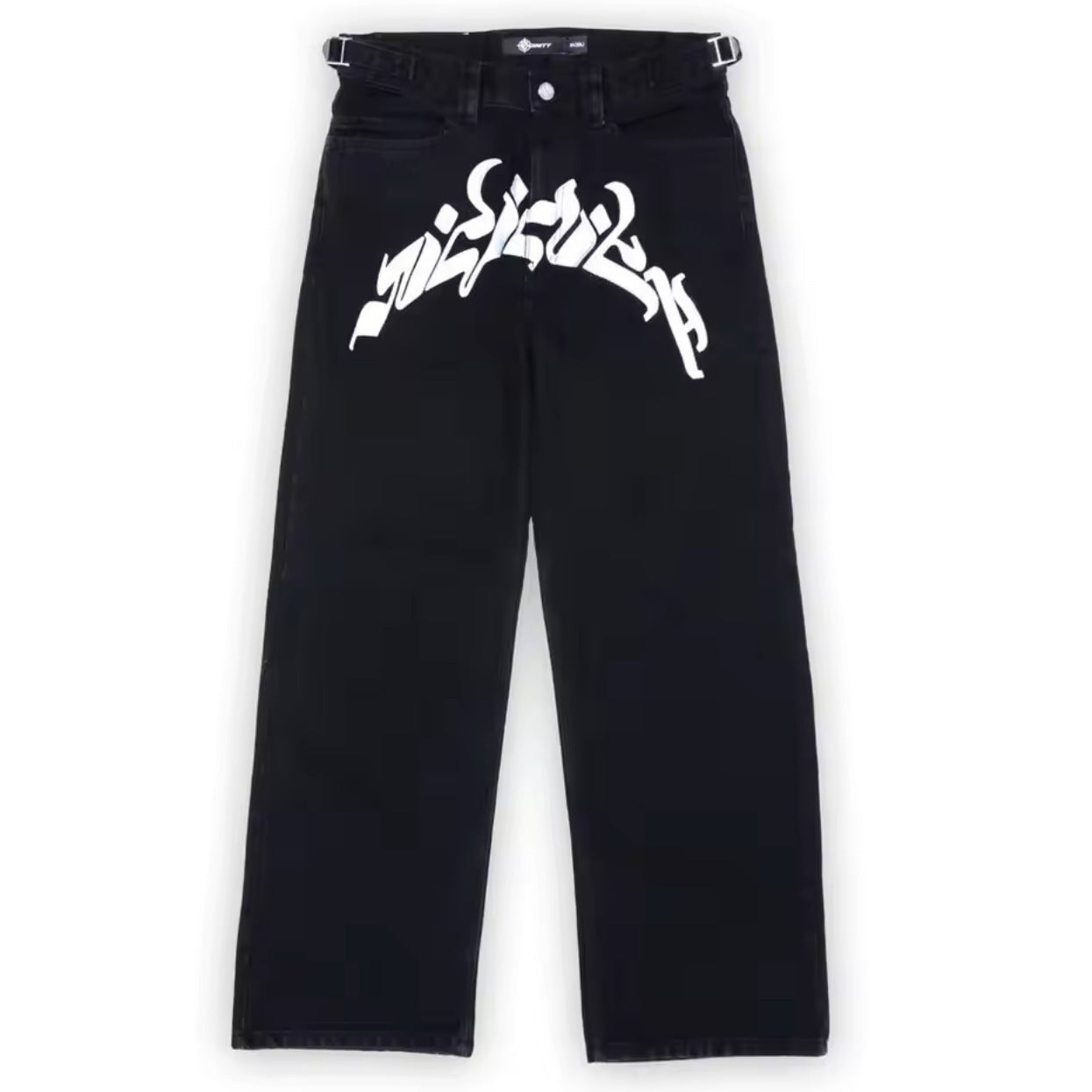 Personalized letter printed jeans, men's spring and autumn high street hip-hop fashion brand, loose straight leg pants