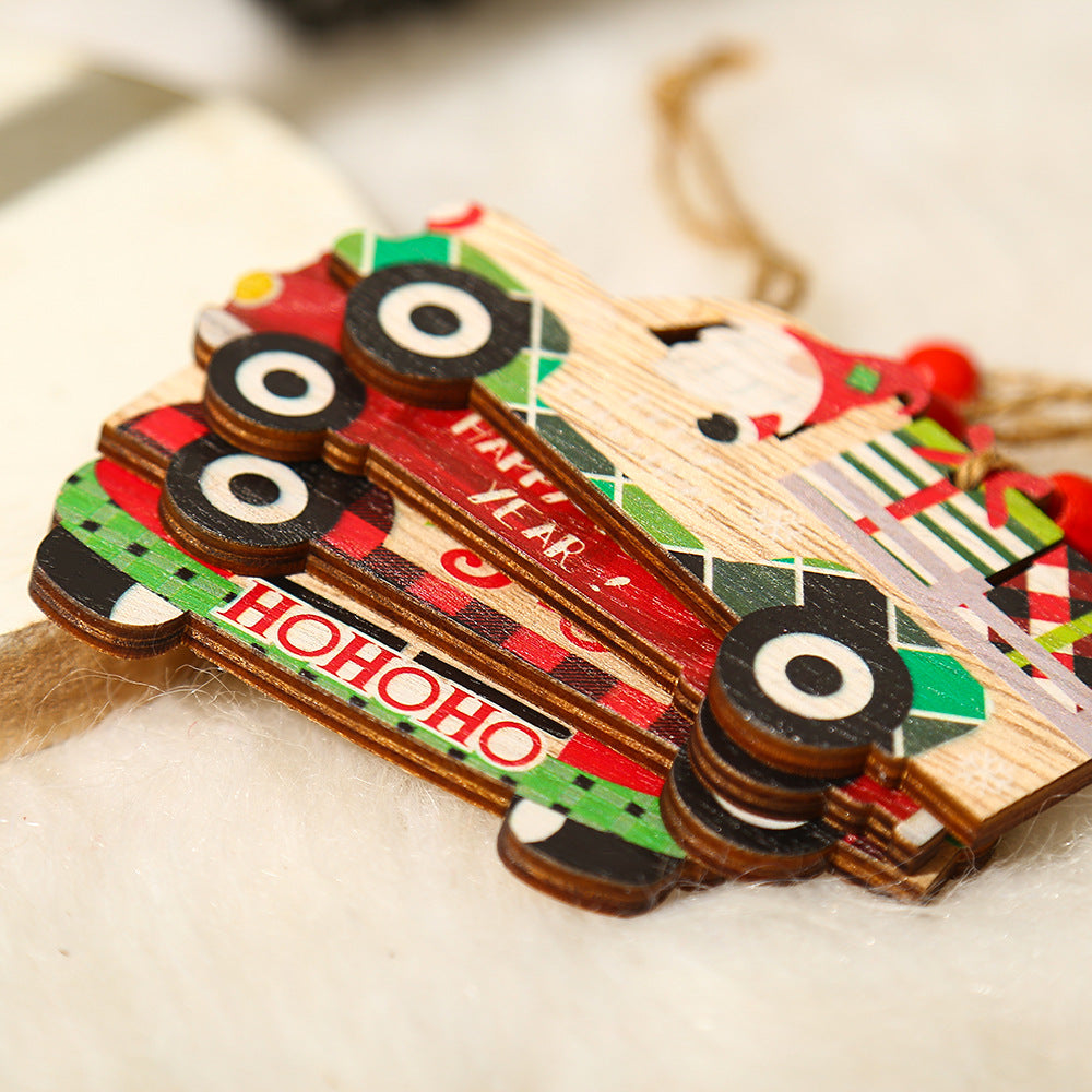 Christmas Supplies Creative Printing Car Elderly Pendant Christmas Tree Pendant Decoration Gift Accessories