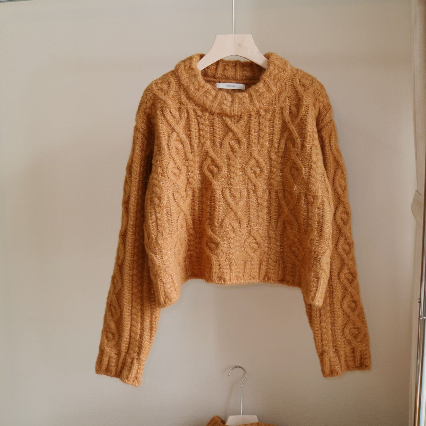 Fried Dough Twists thick needle round neck loose sweater women lazy wind autumn and winter coffee color top