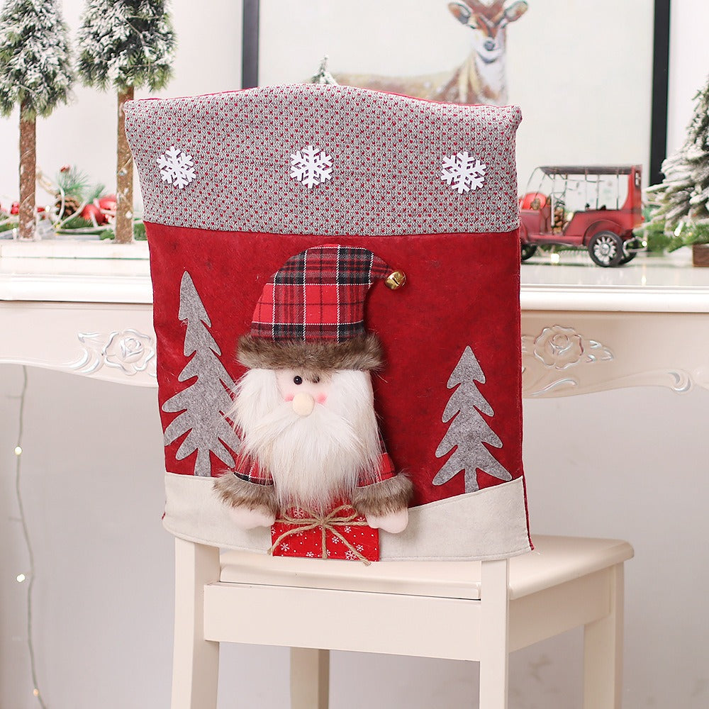 New Christmas Decoration 3D Cartoon Chair Set Santa Claus Snowman Table and Chair Backrest Set Decoration