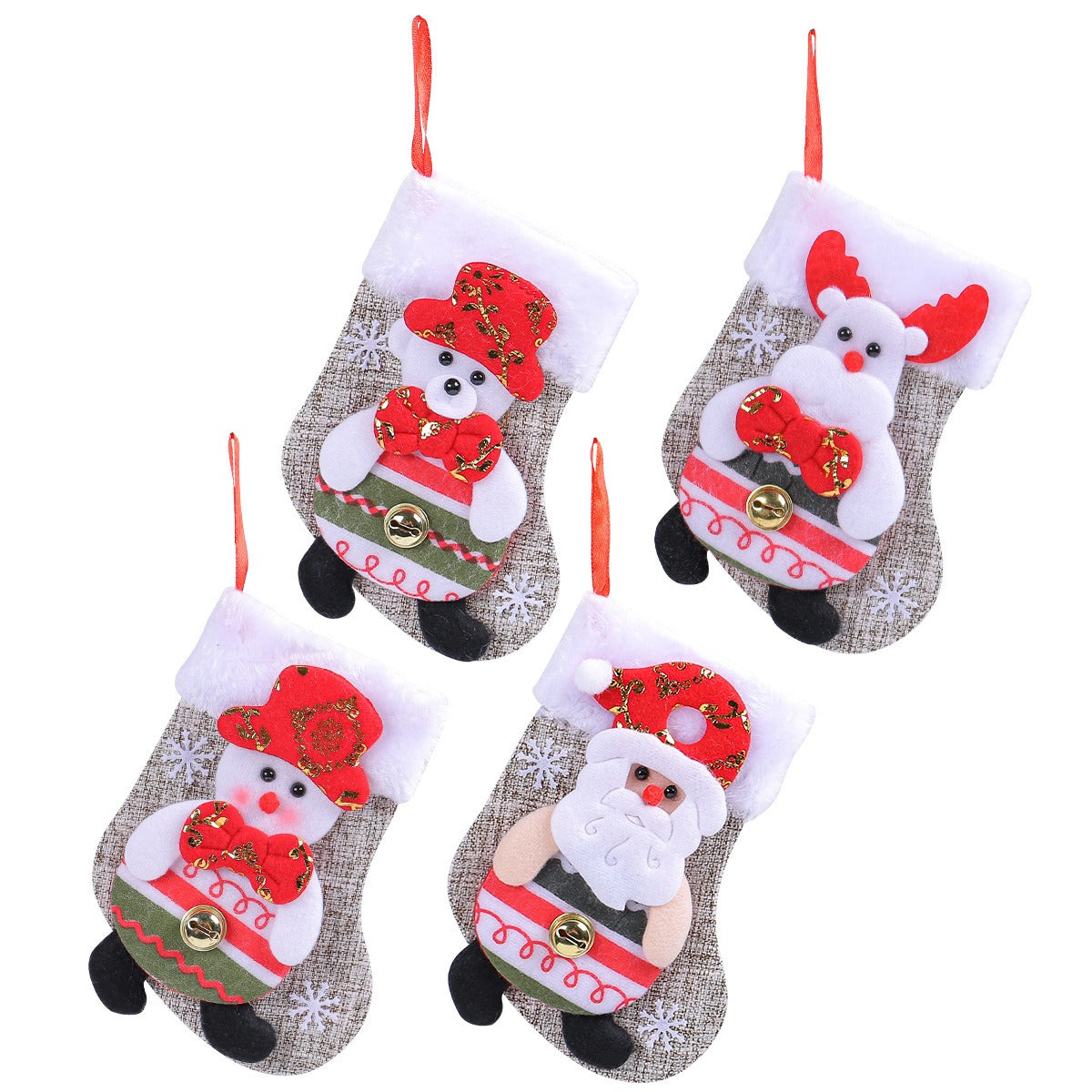 Christmas Doll Socks Cartoon Plush Christmas Socks Christmas Tree Pendant Santa Claus Snowman Candy Gift Bag