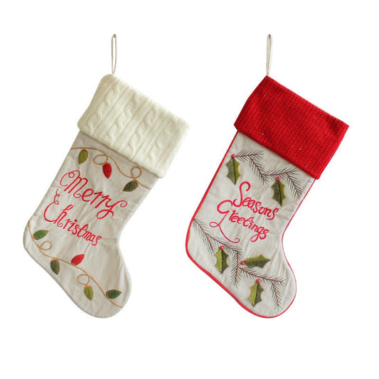 Christmas Knitted Socks Embroidered Children's Gift Bag Christmas Tree Candy Bag Christmas Socks Festive Atmosphere Pendant