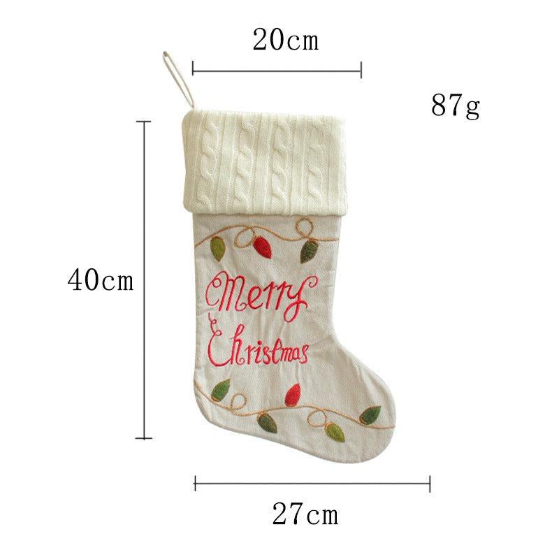 Christmas Knitted Socks Embroidered Children's Gift Bag Christmas Tree Candy Bag Christmas Socks Festive Atmosphere Pendant