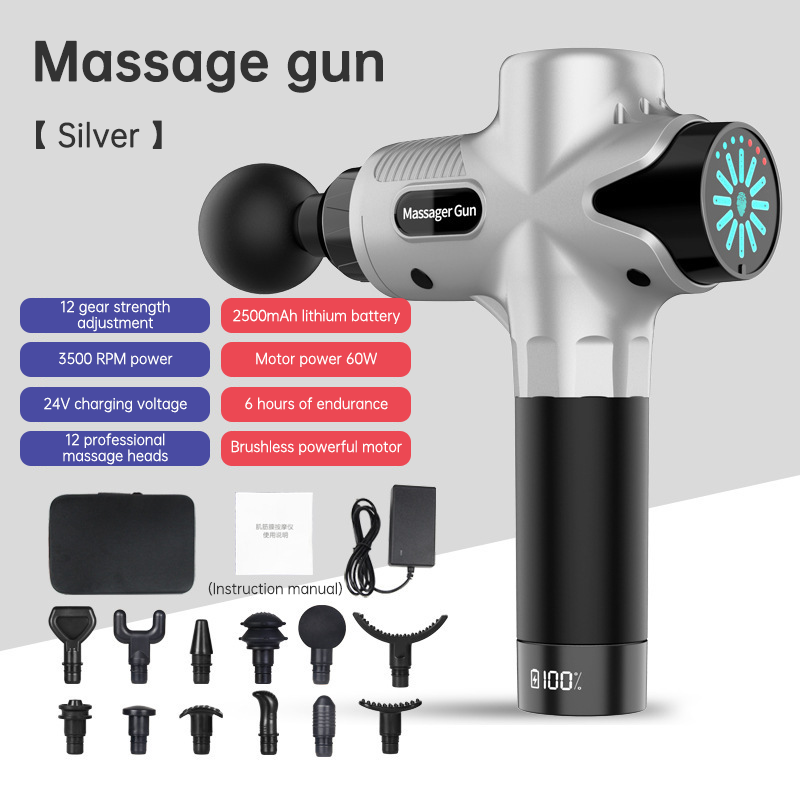 24V  Lcd Touch Adjustment 12 Gears Lcd Screen Sports Muscle Deep Tissu Fascia Mini Massage Gun With Lcd Display