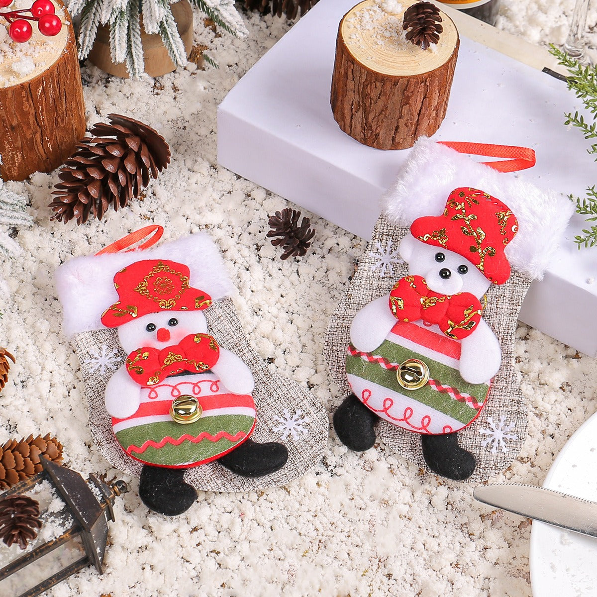 Christmas Doll Socks Cartoon Plush Christmas Socks Christmas Tree Pendant Santa Claus Snowman Candy Gift Bag