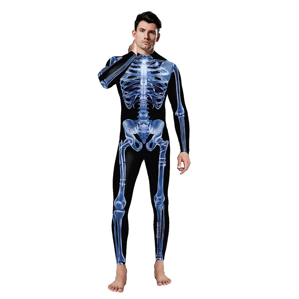 Carnival Skeleton Armor 3D Digital Printed Adult jumpsuit Party Dress