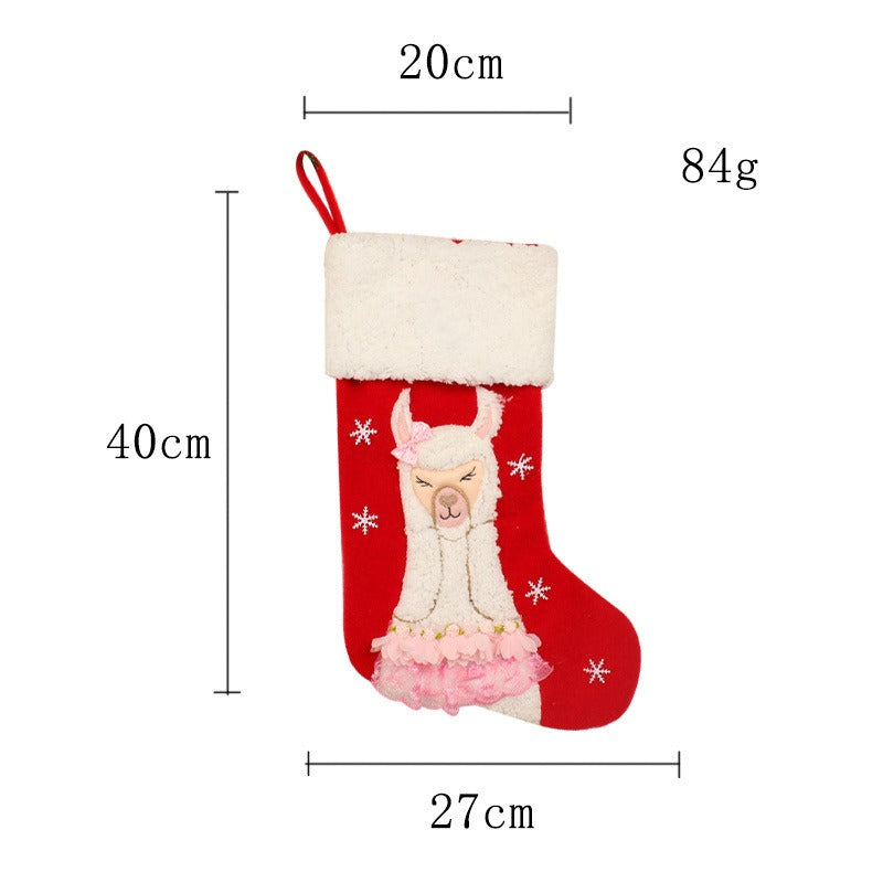 New Christmas Socks Cute Alpaca Candy Socks Christmas Decoration Children's Festival Gift Socks Gift Bags Festival Pendants