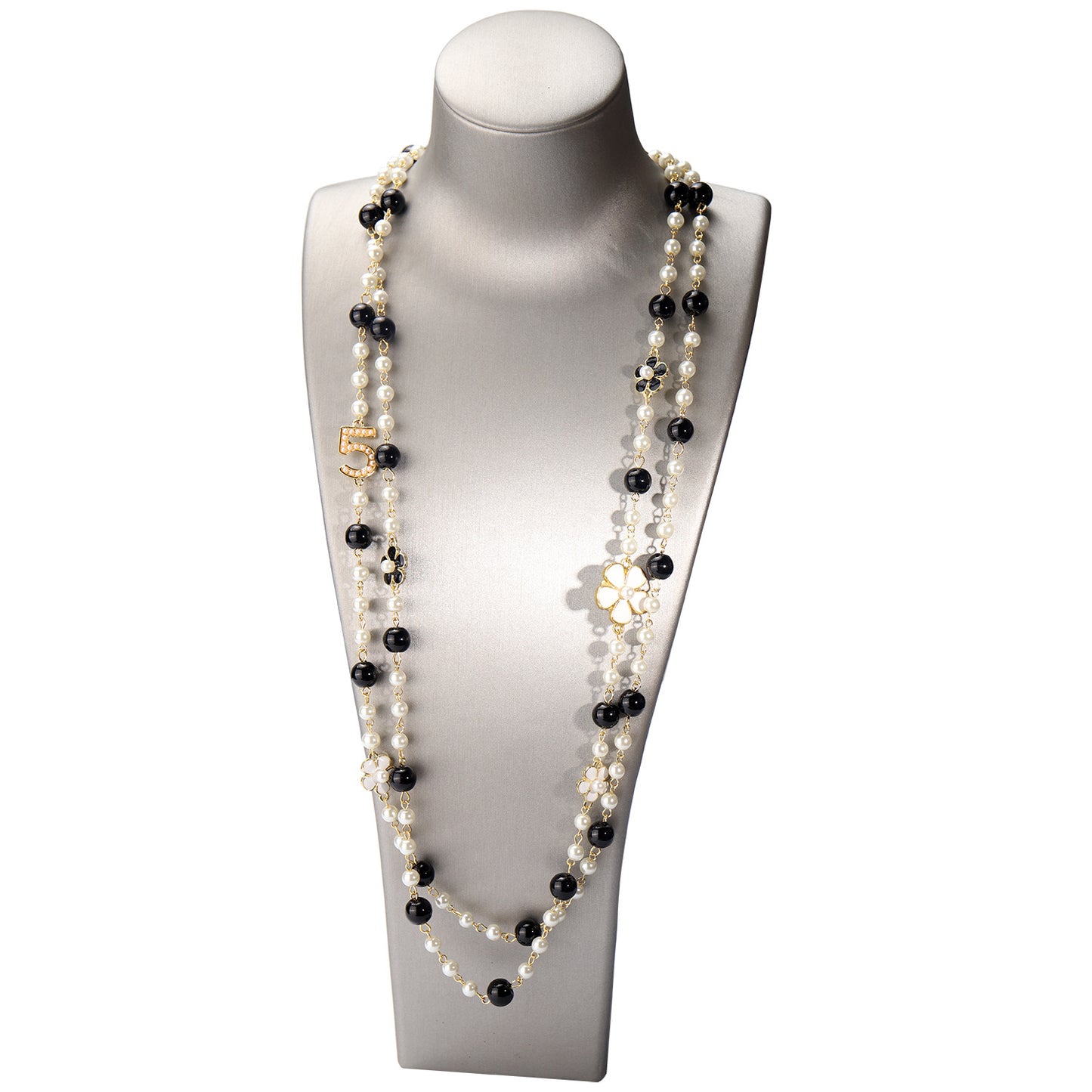 Pearl necklace Korean fashion long style multi-layer 5-character small fragrance pendant accessory decorative chain