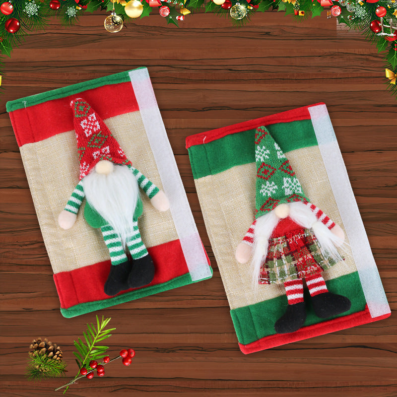 Christmas decoration Santa Claus refrigerator protective cover refrigerator door handle two-piece set of decorative items