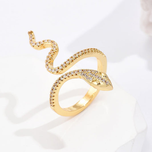 European and American snake shaped opening ring female INS niche personality ring