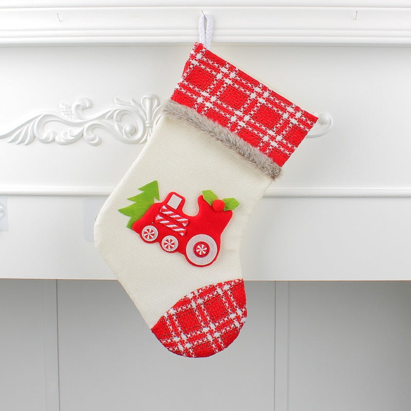 Christmas candy bag cute locomotive Christmas socks Christmas decorations gift bag