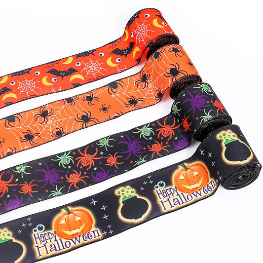 Creative Halloween spider print ribbon Halloween party decoration ribbon ribbon ribbon DIY decoration ribbon material