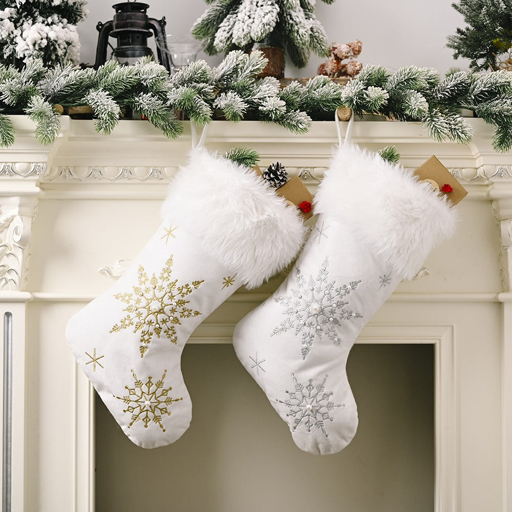 Christmas Decorations Pearl Snow Christmas Socks Creative New Socks Christmas Tree Gift Candy Bag Fireplace