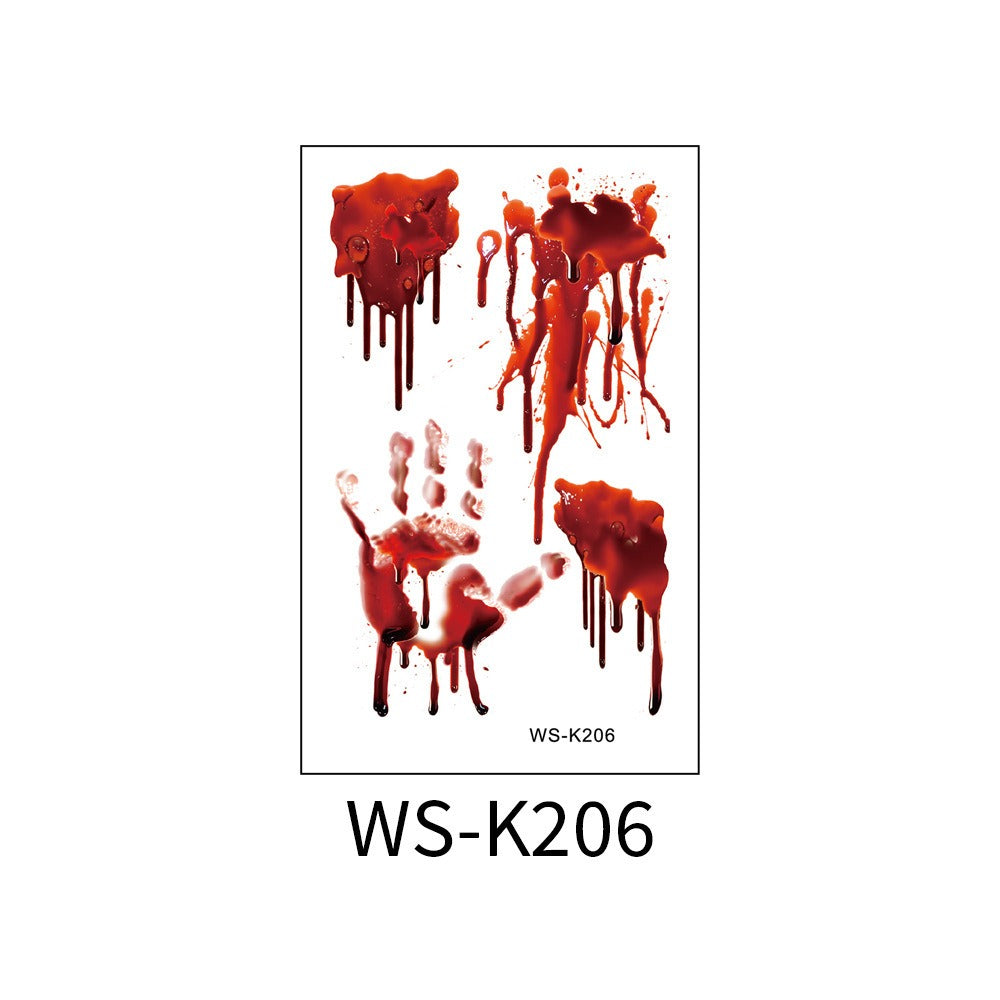 Halloween tattoo sticker simulation bloody scar sticker realistic horror disposable temporary waterproof sticker