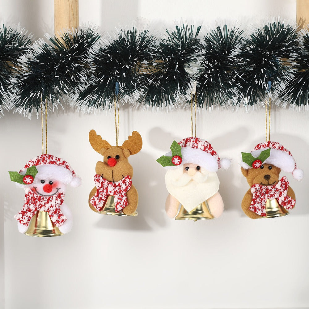 Christmas cartoon pendant Santa Claus reindeer decoration pendant Christmas tree bell hanging accessory