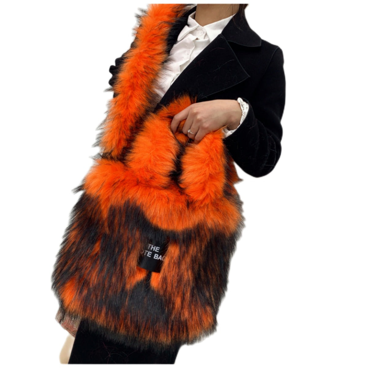 Crossbody Tote Bag Imitation Raccoon Fur Grass Plush Large Capacity Tote Bag Personalized Retro