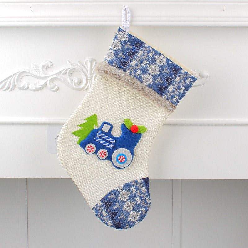 Christmas candy bag cute locomotive Christmas socks Christmas decorations gift bag