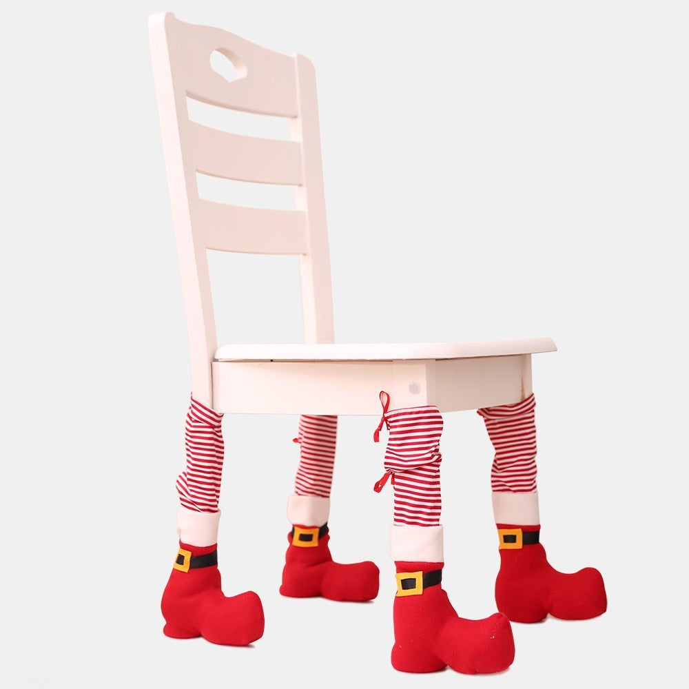 Christmas holiday table foot chair leg protection cover home decoration table foot chair protection cover Christmas chair cover