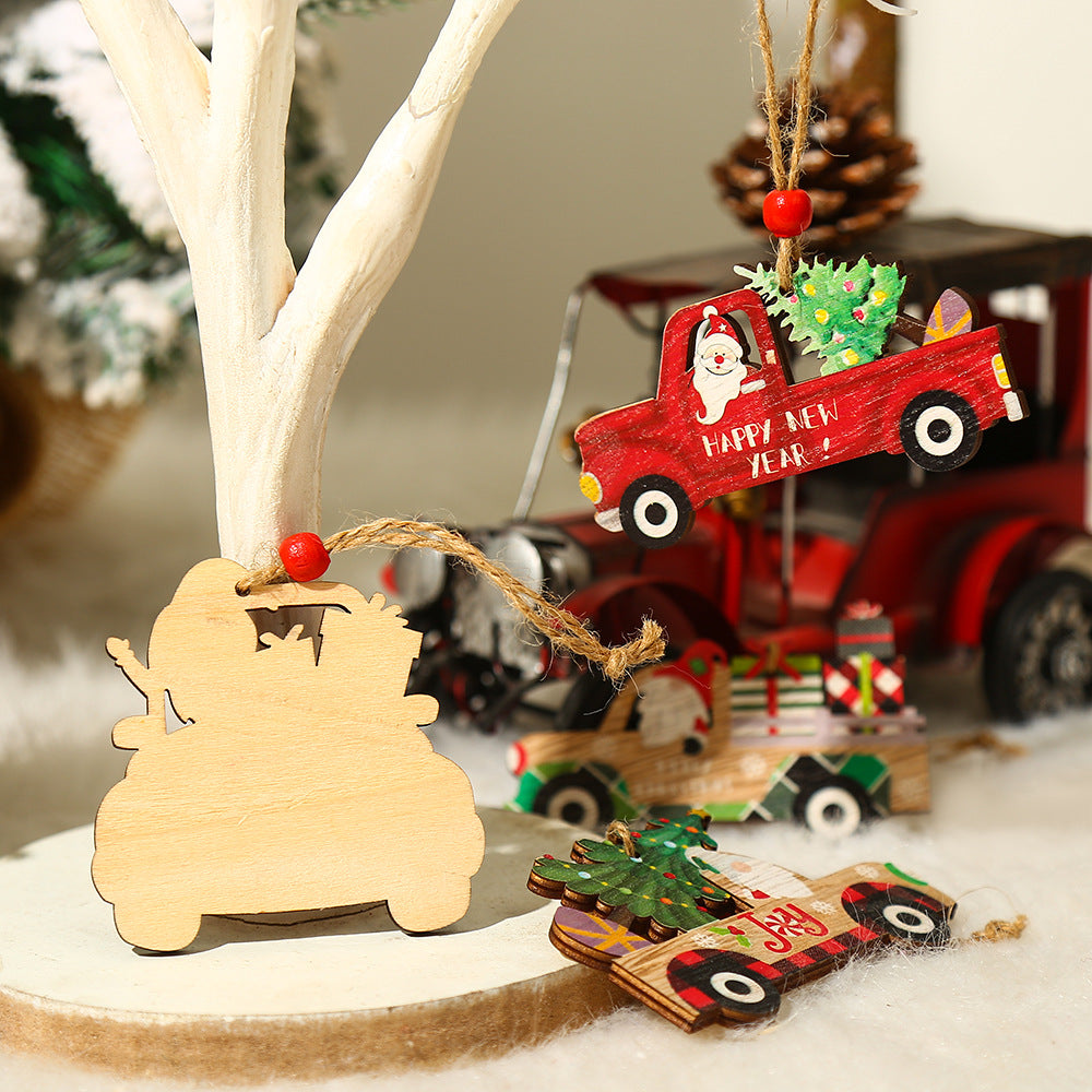 Christmas Supplies Creative Printing Car Elderly Pendant Christmas Tree Pendant Decoration Gift Accessories