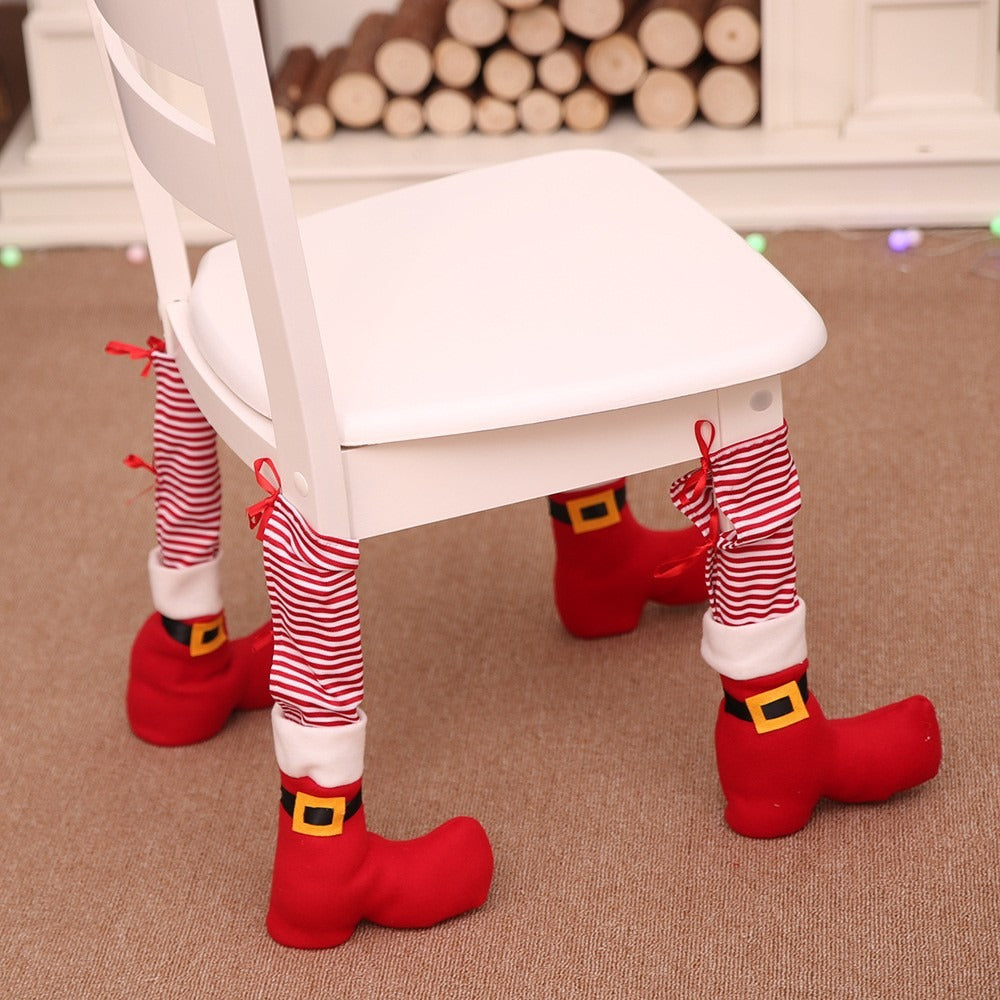 Christmas holiday table foot chair leg protection cover home decoration table foot chair protection cover Christmas chair cover