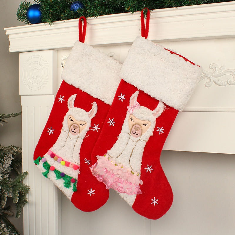 New Christmas Socks Cute Alpaca Candy Socks Christmas Decoration Children's Festival Gift Socks Gift Bags Festival Pendants