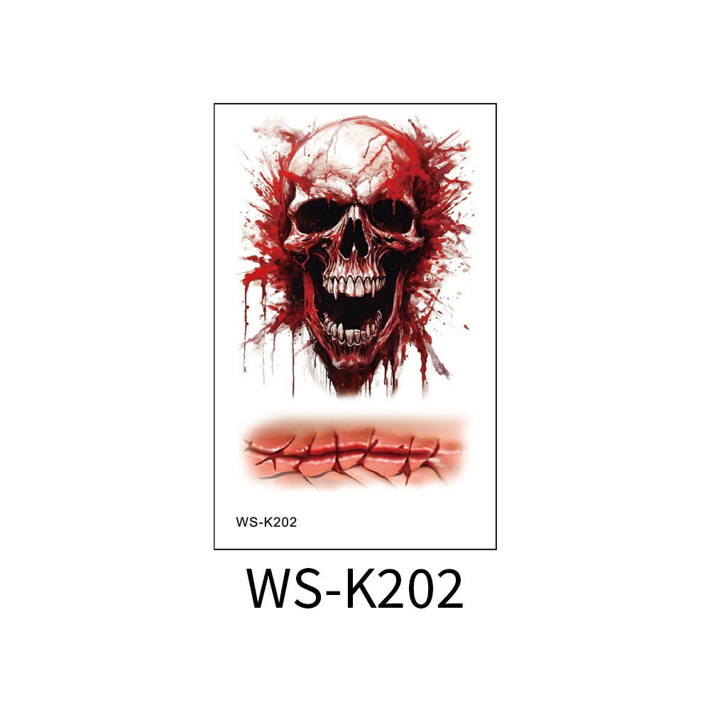 Halloween tattoo sticker simulation bloody scar sticker realistic horror disposable temporary waterproof sticker