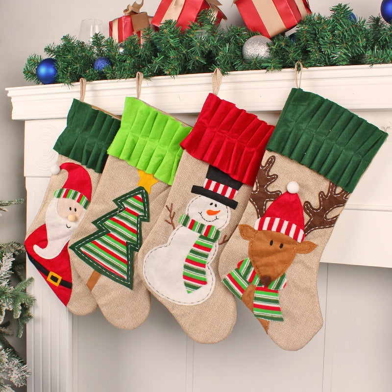 3D cartoon Santa Claus sock bag large Christmas gift candy bag Christmas Eve bedside socks