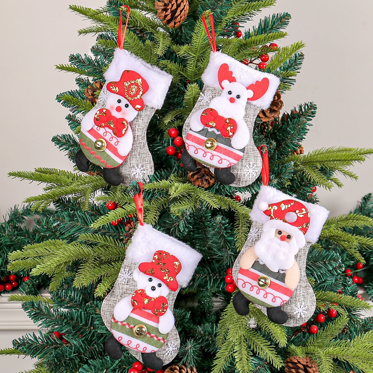 Christmas Doll Socks Cartoon Plush Christmas Socks Christmas Tree Pendant Santa Claus Snowman Candy Gift Bag