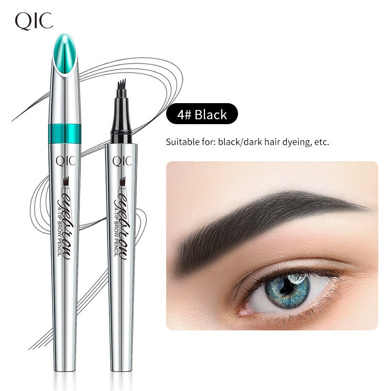 QIC Eyebrow Tattoo Pen Waterproof Fork Tip Eyebrow Ink Pen 4 Heads Liquid Eyebrow Pen