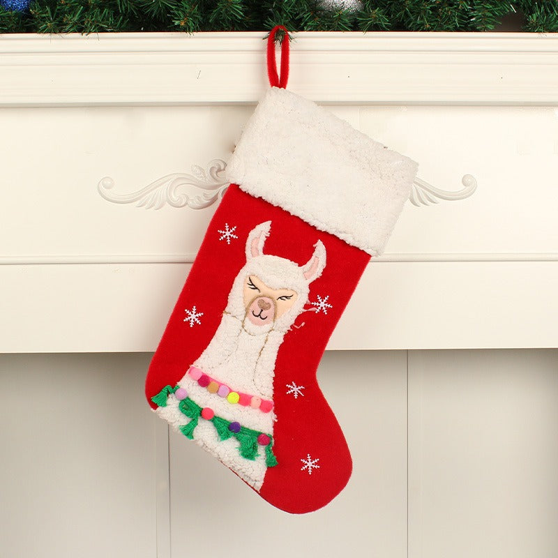 New Christmas Socks Cute Alpaca Candy Socks Christmas Decoration Children's Festival Gift Socks Gift Bags Festival Pendants