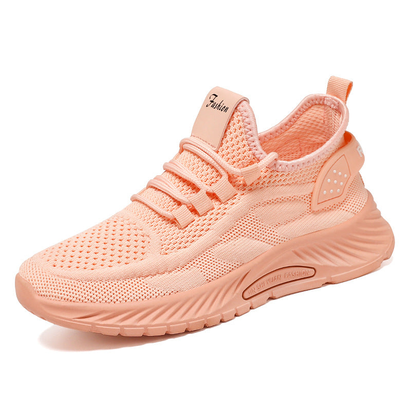 Women Lace Up Running Shoes Sporty Outdoor Beige Fabric Sneakers Comfort Lightweight Non Slip Athletic Shoes for Gym Work Casual