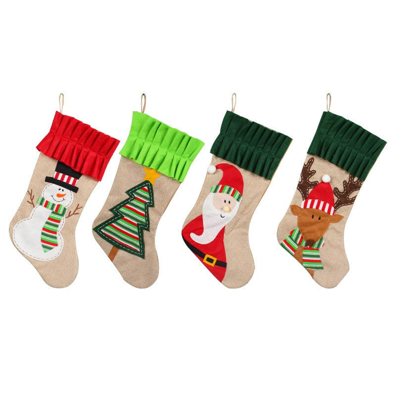 3D cartoon Santa Claus sock bag large Christmas gift candy bag Christmas Eve bedside socks