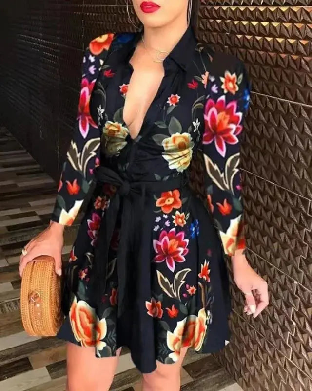 2024 women dresses summerplus sizes XL XXL 3XL Women's Casual Print Sleeveless long sleeveV-neck Dresses Sundress