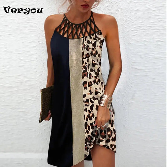 2024 Women Elegant Dress Loose Casual Short Dress Hollow Out Floral Print Round Neck Ladies Summer Dress 2022