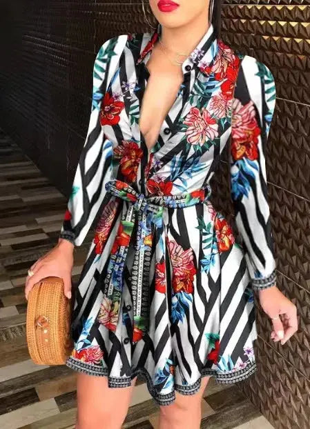 2024 women dresses summerplus sizes XL XXL 3XL Women's Casual Print Sleeveless long sleeveV-neck Dresses Sundress