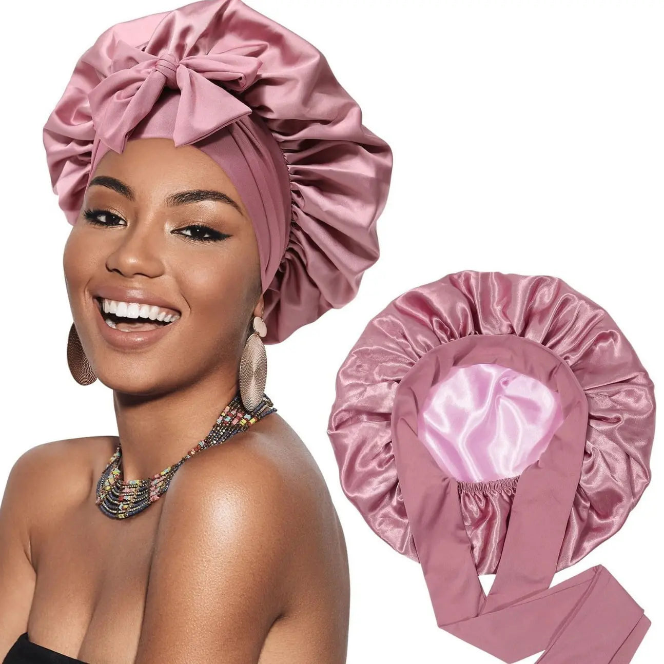 MRSXXNTY Silk Bonnet for Sleeping Silk Sleep Cap Double Layer Hair Bon