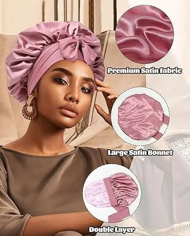 MRSXXNTY Silk Bonnet for Sleeping Silk Sleep Cap Double Layer Hair Bon