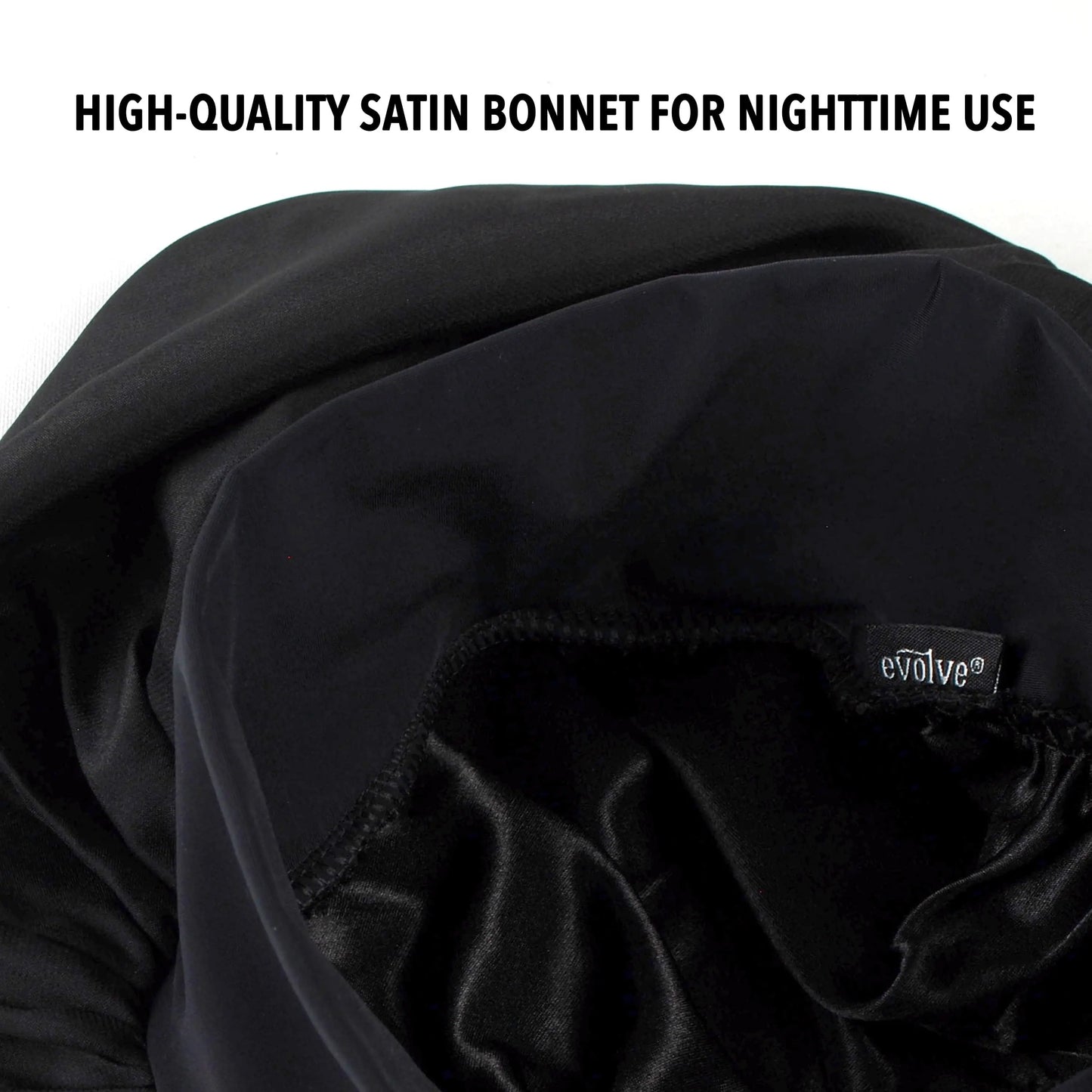 Evolve Satin Wide-Edge Bonnet, Black, 1 Count