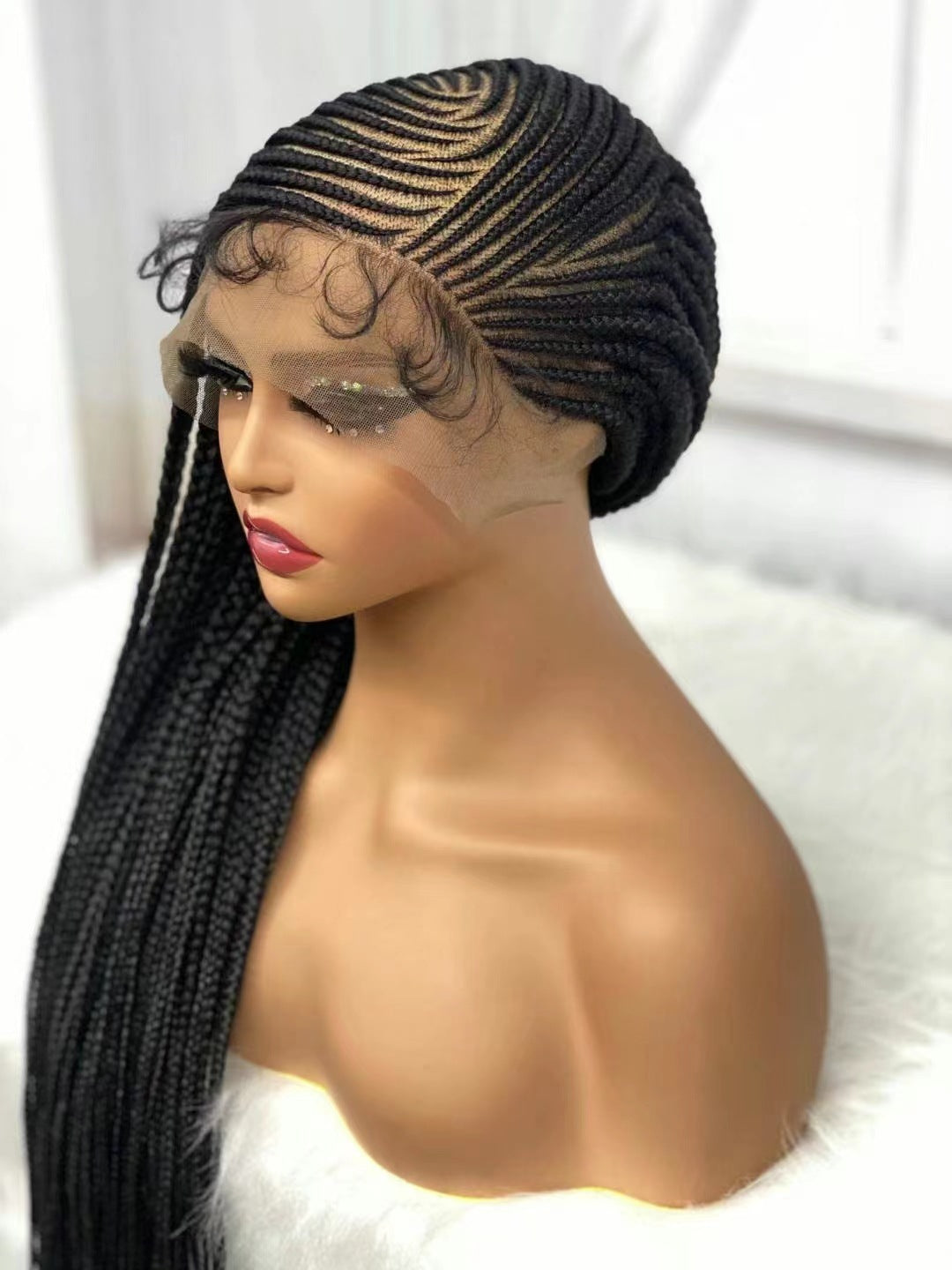 Cross-border new African wigs, dirty braids, wigs, European and American wigs, female long straight hair, lace wigs, chemical fiber wigs